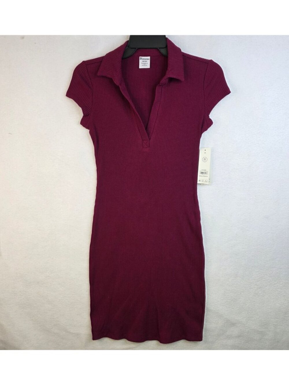 No Boundaries Juniors Y2K Large 12-14 Ribbed Polo Dress Short Sleeve Stretch New